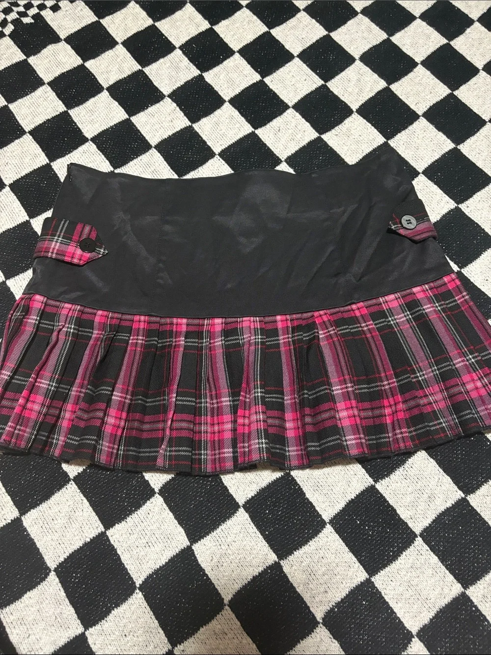 Vintage Candie's Plaid Pleated Micro Mini Skirt